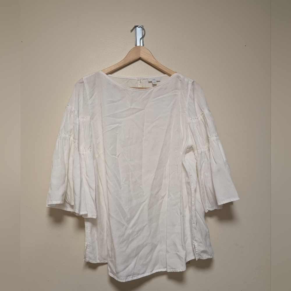 J. Jill White Bell Sleeve Blouse – Size M